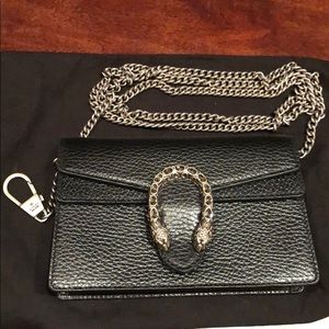 GUCCI Dionysus Leather Super Mini Bag in Black